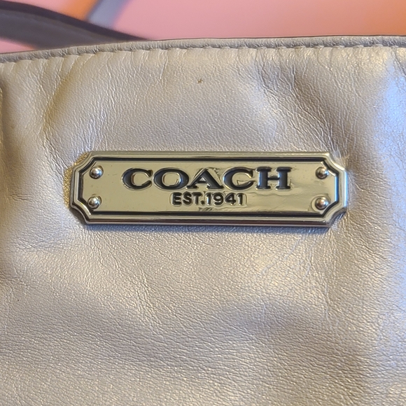 Coach Metallic Taupe Leather Tote Bag - Picture 6 of 15
